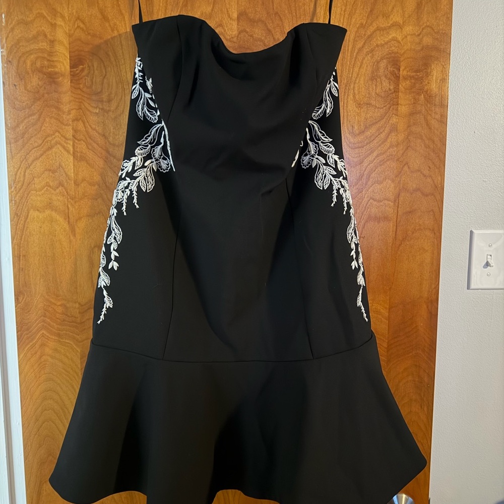 White House Black Market Black Dress with White Floral Detail